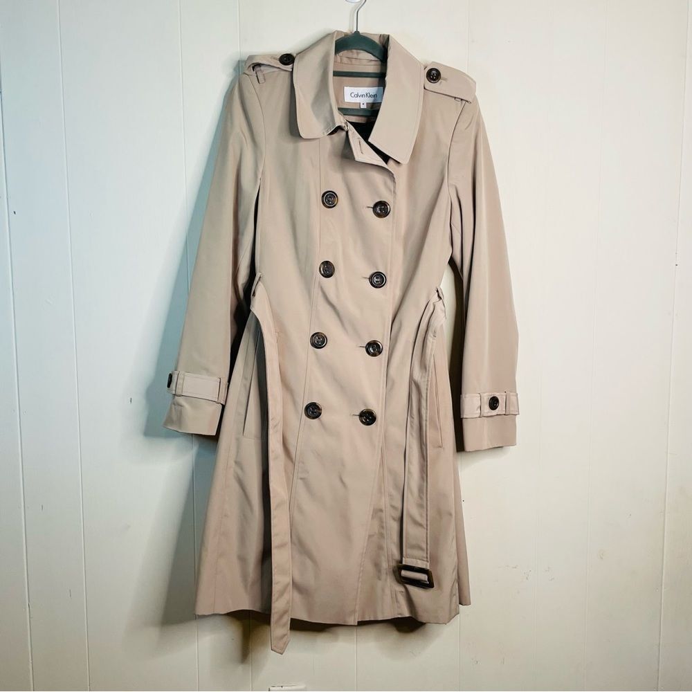 Calvin Klein Lined Khaki Double Breasted Trench Coat